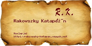 Rakovszky Katapán névjegykártya